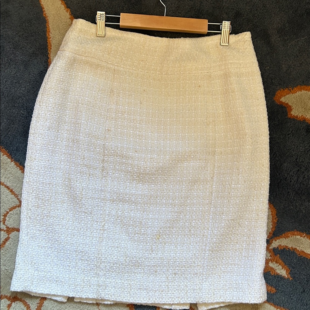 Magaschoni Cream Tweed Knit Pencil Skirt Size 8 - Picture 4 of 8
